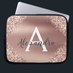 Pink Rose Gold Glitter and Sparkle Monogram Laptop Sleeve<br><div class="desc">Pink Rose Gold Faux Glitter and Sparkle Metallic Foil Elegant Monogram Case. This case can be customized to include your initial and first name.</div>