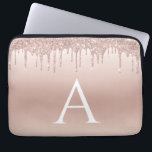 Pink Rose Gold Glitter and Sparkle Monogram Laptop Sleeve<br><div class="desc">Pink Rose Gold Faux Glitter and Sparkle Elegant Monogram Case. This case can be customized to include your initial and first name.</div>