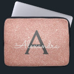 Pink Rose Gold Glitter and Sparkle Monogram Laptop Sleeve<br><div class="desc">Pink Rose Gold  and Charcoal Grey (Gray) Faux Glitter and Sparkle Elegant Monogram Case. This case can be customized to include your initial and first name.</div>
