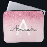 Pink Rose Gold Glitter and Sparkle Monogram Laptop Sleeve<br><div class="desc">Blush Pink - Rose Gold Ombre Faux Glitter and Sparkle Modern and Elegant Monogram Case. This case can be customized to include your initial and first name.</div>