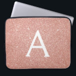 Pink Rose Gold Glitter and Sparkle Monogram Laptop Sleeve<br><div class="desc">Pink Rose Gold Faux Glitter and Sparkle Elegant Monogram Case. This case can be customized to include your initial and first name.</div>