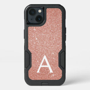 Pink Rose Gold Glitter and Sparkle Monogram iPhone 13 Case