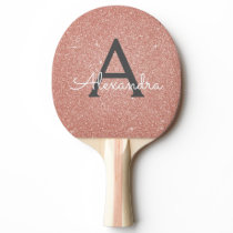 Pink Rose Gold Glitter and Sparkle Monogram Ping Pong Paddle Pink Rose Gold Glitter and Sparkle Monogram Ping Pong Paddle
