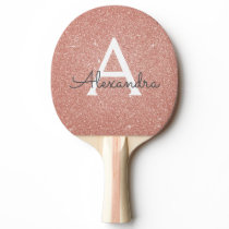 Pink Rose Gold Glitter and Sparkle Monogram Ping Pong Paddle Pink Rose Gold Glitter and Sparkle Monogram Ping Pong Paddle