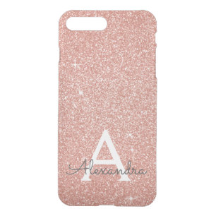 Pink Rose Gold Glitter and Sparkle Monogram iPhone 8 Plus/7 Plus Case
