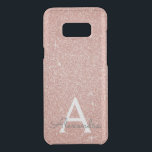 Pink Rose Gold Glitter and Sparkle Monogram Uncommon Samsung Galaxy S8  Case<br><div class="desc">Pink Rose Gold Faux Glitter and Sparkle Elegant Monogram Case. This case can be customized to include your initial and first name.</div>