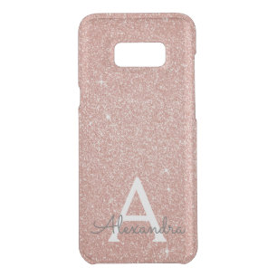 Pink Rose Gold Glitter and Sparkle Monogram Uncommon Samsung Galaxy S8+ Case