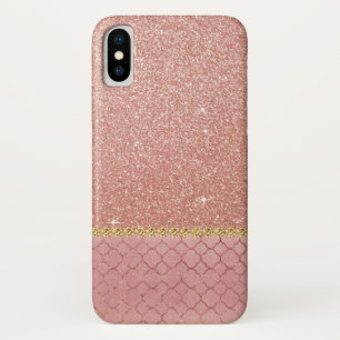 Pink Rose Gold Glitter and Sparkle Pattern iPhone X Case