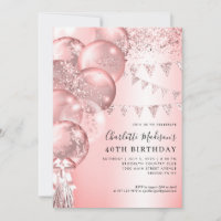 Pink Rose Gold Glitter Balloon Any Age Birthday