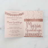 Pink Rose Gold Glitter Banner Español Quinceañera Invitation (Inside)