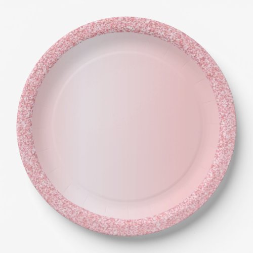 Pink Rose Gold Glitter Blank Trendy Template Paper Plates