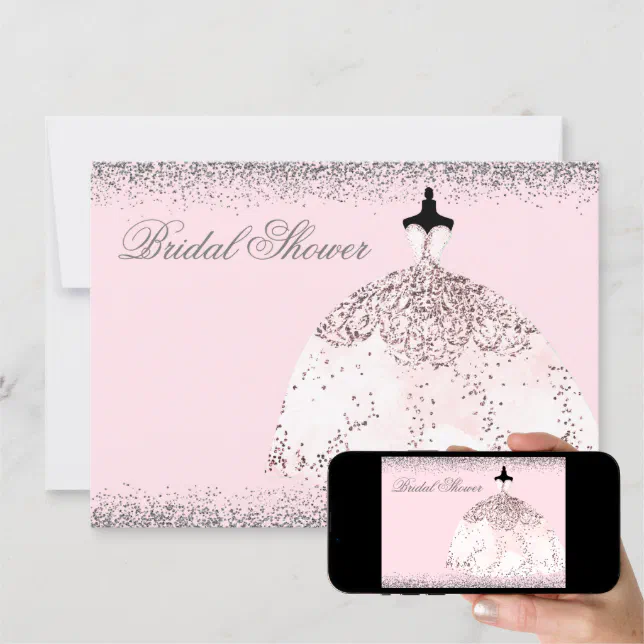 Pink Rose Gold Glitter Bridal Shower Invite Zazzle