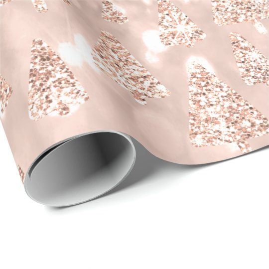 Pink Rose Gold Glitter Christmas Tree Holidays Wrapping Paper | Zazzle.com