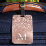 Pink Rose Gold Glitter Confetti Monogram Initial Luggage Tag at Zazzle
