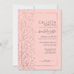 Pink Rose Gold Glitter Confetti Side Bachelorette Invitation
