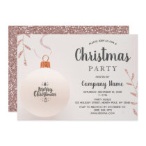 Pink Rose Gold Glitter Corporate Holiday Party Invitation