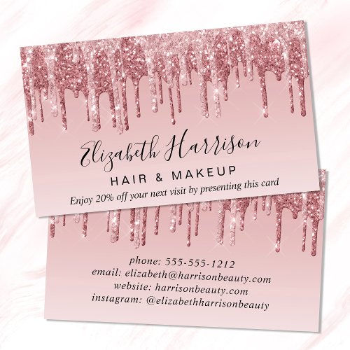 Pink Rose Gold Glitter Discount  Business Card