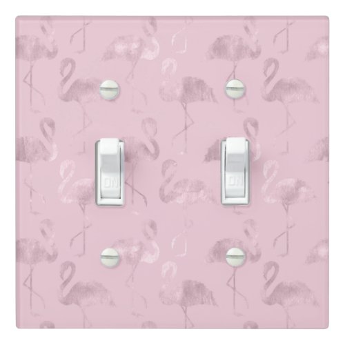 Pink Rose Gold Glitter Flamingo seamless Pattern Light Switch Cover