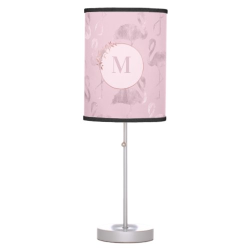 Pink Rose Gold Glitter Flamingo seamless Pattern Table Lamp