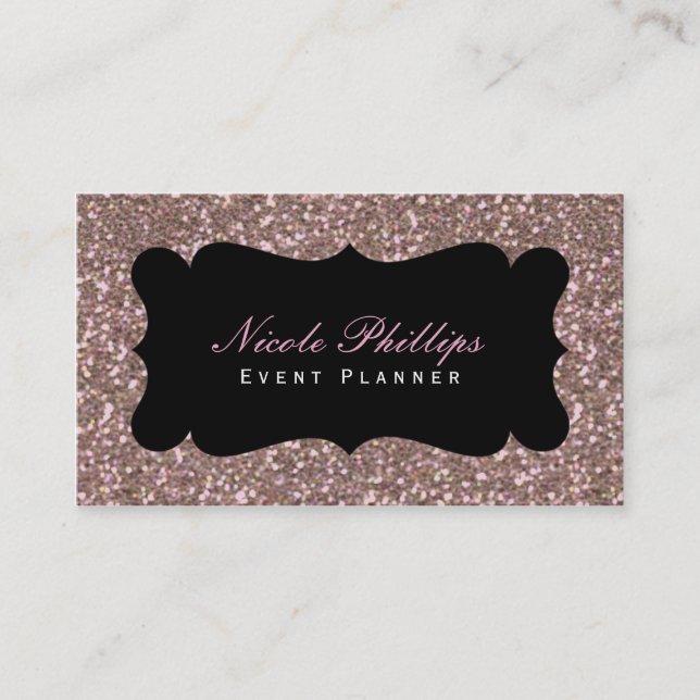 Pink Rose Gold Glitter Glam Chic Business Card (Front)