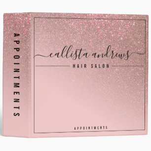Pink Rose Gold Glitter Gradient Appointment Book 3 Ring Binder
