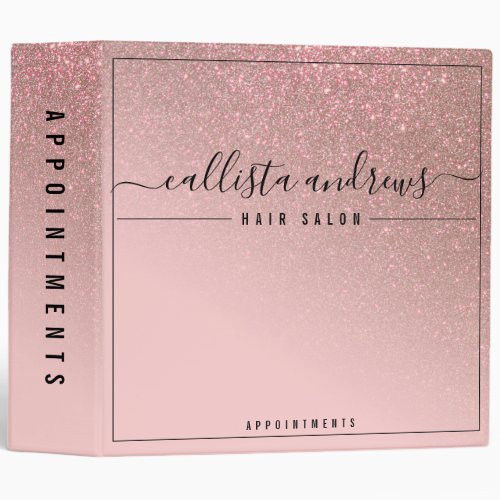 Pink Rose Gold Glitter Gradient Appointment Book 3 Ring Binder