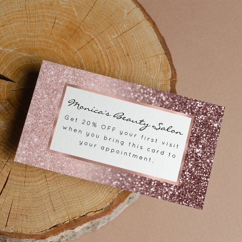 Pink rose gold glitter gradient glamorous discount card