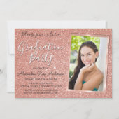 Pink Rose Gold Glitter Graduation Party - Photo Invitation (Front)