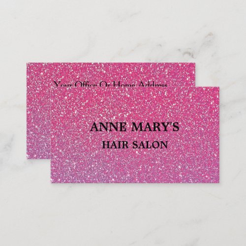 Pink Rose Gold Glitter Hair Salon Business Stylish Business Card