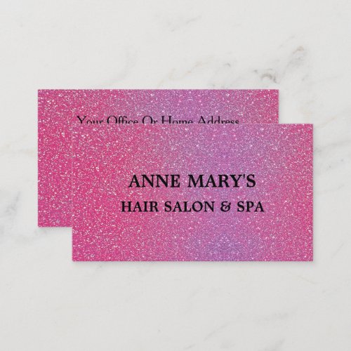 Pink Rose Gold Glitter Hair Salon Spa Modern Cool Business Card