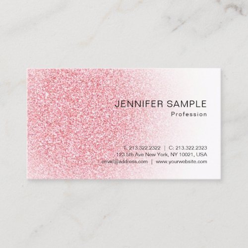 Pink Rose Gold Glitter Look Modern Elegant Business Card