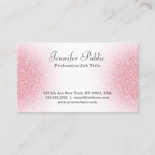Pink Rose Gold Glitter Modern Elegant Professional Business Card