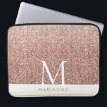 Pink Rose Gold Glitter Modern Monogram Laptop Sleeve<br><div class="desc">Rose gold faux glitter pink sparkle modern monogram laptop case can be customized with your initial and name or any text. A new minimal design elegant enough for a work computer for your small business too!</div>