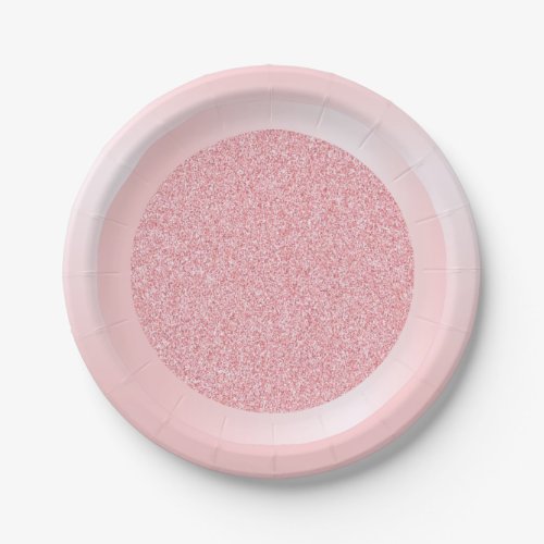 Pink Rose Gold Glitter Modern Trendy Template Paper Plates