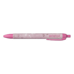 Pink Rose Gold Glitter Monogram Name Michelle Pen