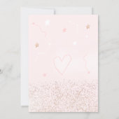 Pink rose gold glitter over the moon baby shower invitation (Back)