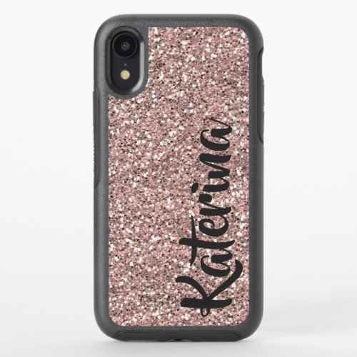 Pink Rose Gold Glitter Personalized  With Name OtterBox Symmetry iPhone XR Case