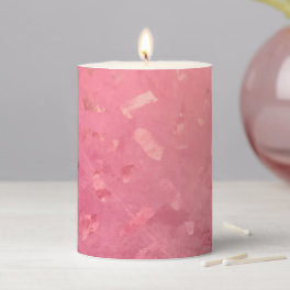 Pink Rose Gold Glitter Pillar Candle
