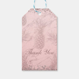 Pink Rose Gold Glitter Pineapple Tropical Favor Gift Tags