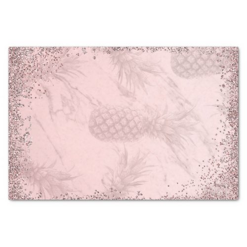 Pink Rose Gold Glitter Pineapple Tropical Party Tissue Paper