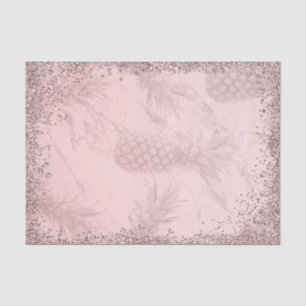 Pink Rose Gold Glitter Pineapple Tropical Party Tissue Paper