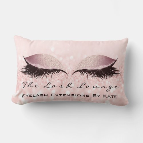 Pink Rose Gold Glitter Pink Makeup Lashes Beauty Lumbar Pillow