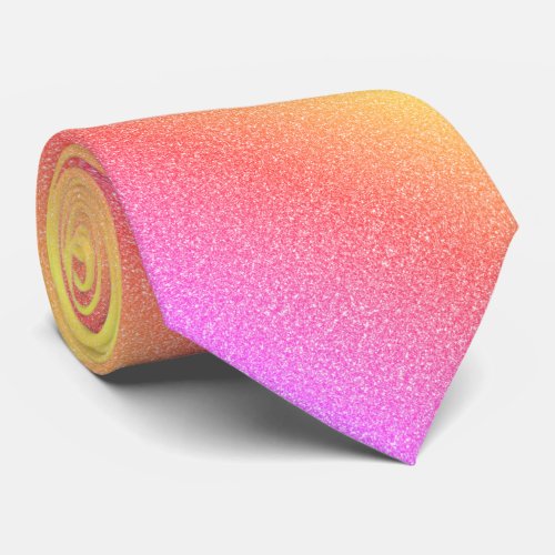 Pink Rose Gold Glitter Purple Yellow Ombre Bright Neck Tie