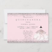 Pink Rose Gold Glitter Quinceanera Party Invite (Back)