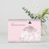 Pink Rose Gold Glitter Quinceanera Party Invite (Standing Front)