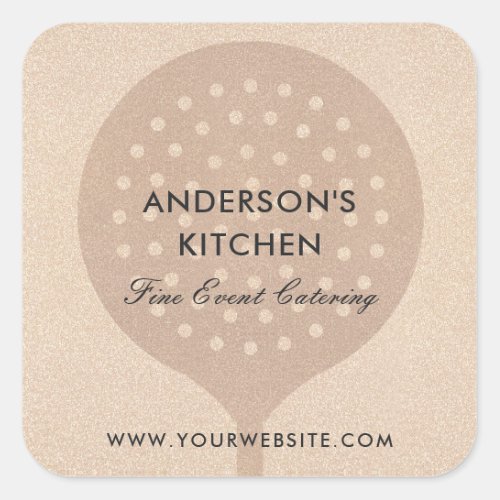 PINK ROSE GOLD GLITTER SKIMMER CHEF CATERING SQUARE STICKER