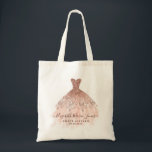 Pink Rose Gold Glitter Sparkle Dress Birthday Tote Bag<br><div class="desc">Pink Rose Gold Glitter Sparkle Dress Script Name Birthday Tote Bag</div>