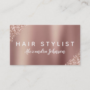 Pink & Rose Gold Glitter Sparkle Hair Stylist Business Card