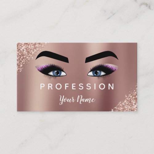Pink Rose Gold Glitter Sparkle Makeup Artist Business Card