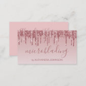 Pink Rose Gold Glitter Sparkle Microblading Business Card (Front/Back)